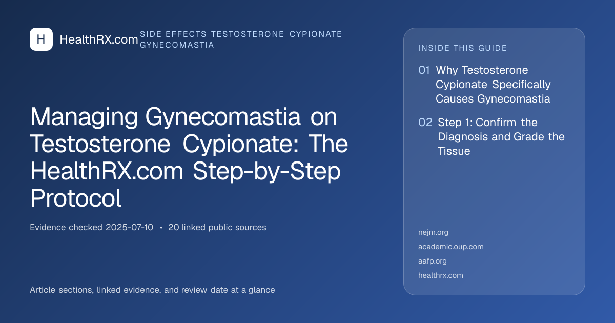 Evidence overview for Managing Gynecomastia on Testosterone Cypionate: The HealthRX.com Step-by-Step Protocol