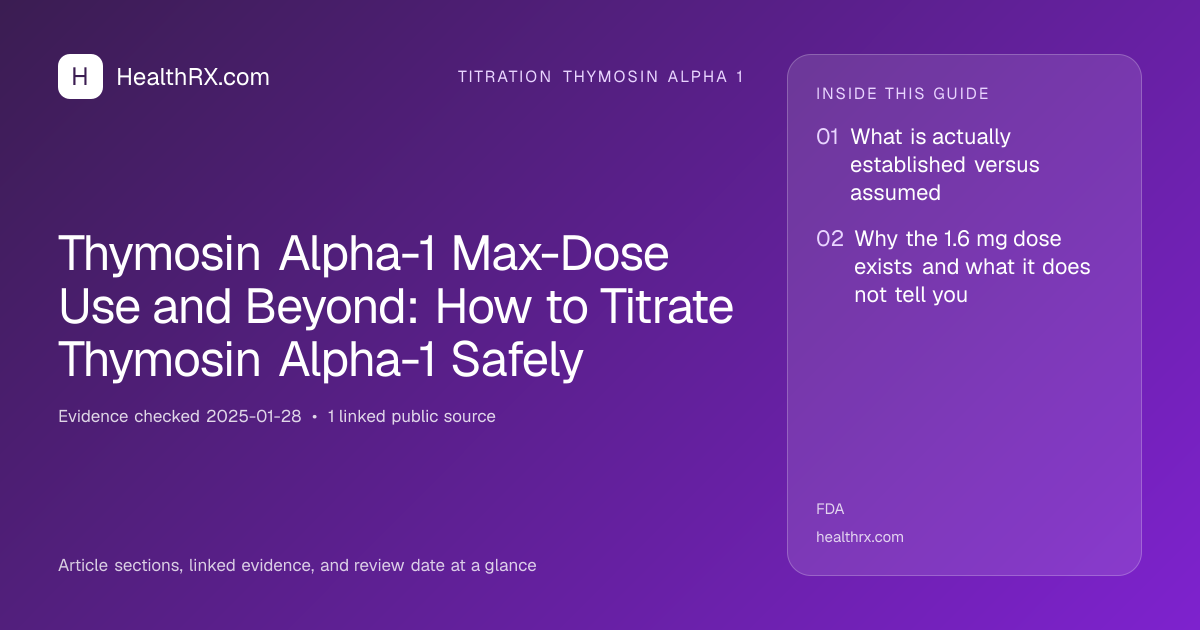 Evidence overview for titration thymosin alpha 1: Thymosin Alpha-1 Max-Dose Use and Beyond: How to Titrate Thymosin Alpha-1 Safely