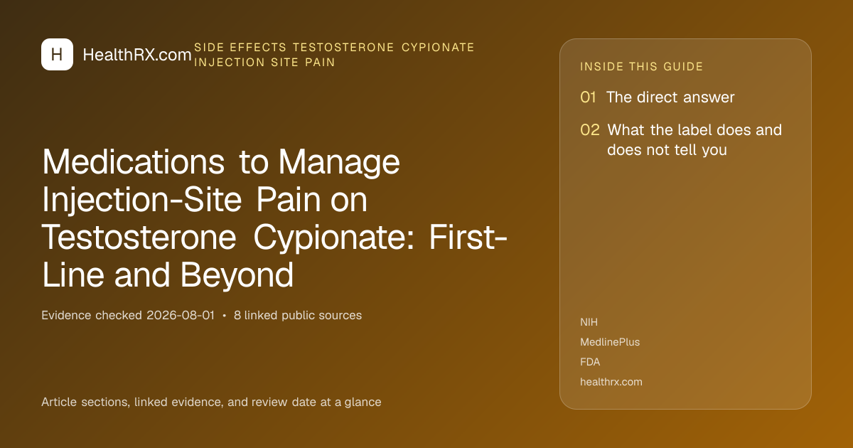 Evidence overview for Medications to Manage Injection-Site Pain on Testosterone Cypionate: First-Line and Beyond