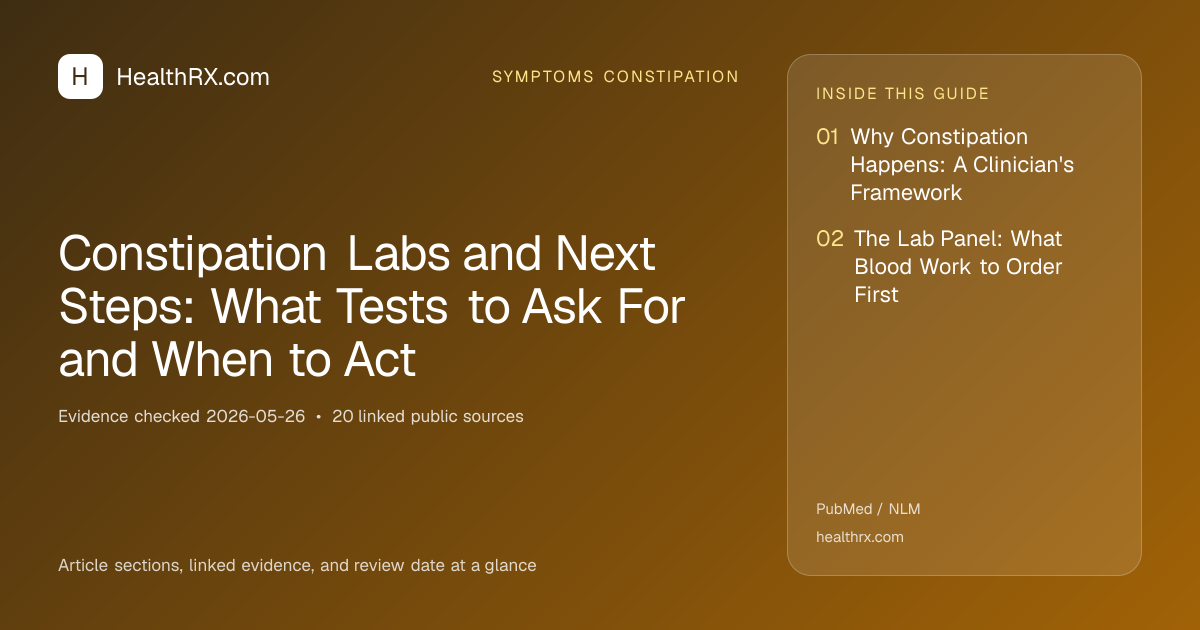 Evidence overview for Constipation Labs and Next Steps: What Tests to Ask For and When to Act