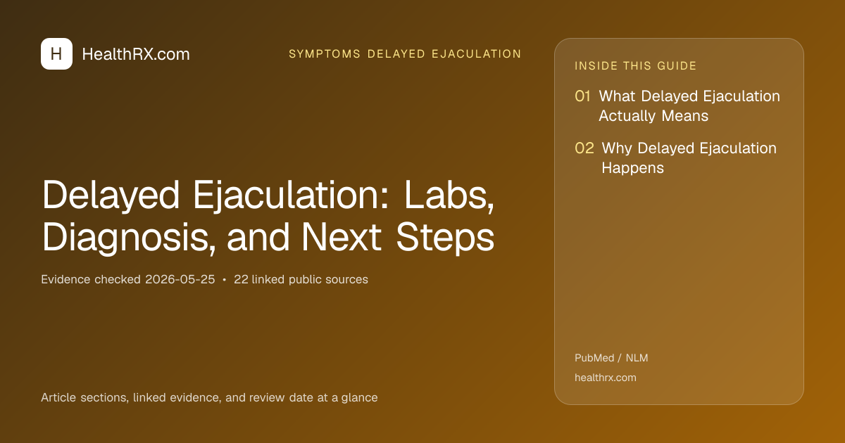 Evidence overview for Delayed Ejaculation: Labs, Diagnosis, and Next Steps