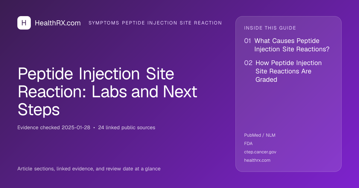 Evidence overview for Peptide Injection Site Reaction: Labs and Next Steps