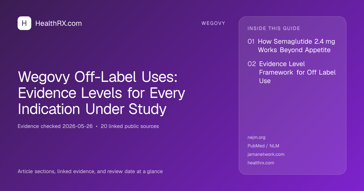 Evidence overview for Wegovy Off-Label Uses: Evidence Levels for Every Indication Under Study