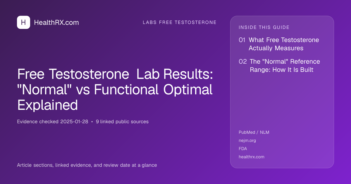 Evidence overview for Free Testosterone Lab Results: "Normal" vs Functional Optimal Explained