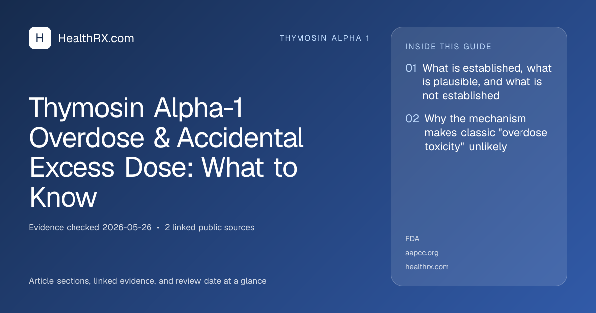 Evidence overview for thymosin alpha 1: Thymosin Alpha-1 Overdose & Accidental Excess Dose: What to Know
