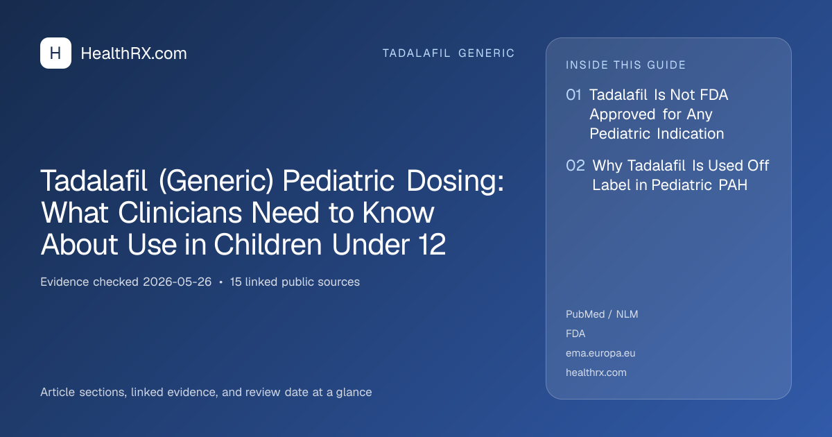 Evidence overview for Tadalafil (Generic) Pediatric Dosing: What Clinicians Need to Know About Use in Children Under 12