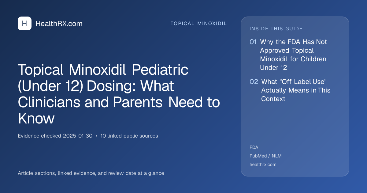 Evidence overview for Topical Minoxidil Pediatric (Under 12) Dosing: What Clinicians and Parents Need to Know