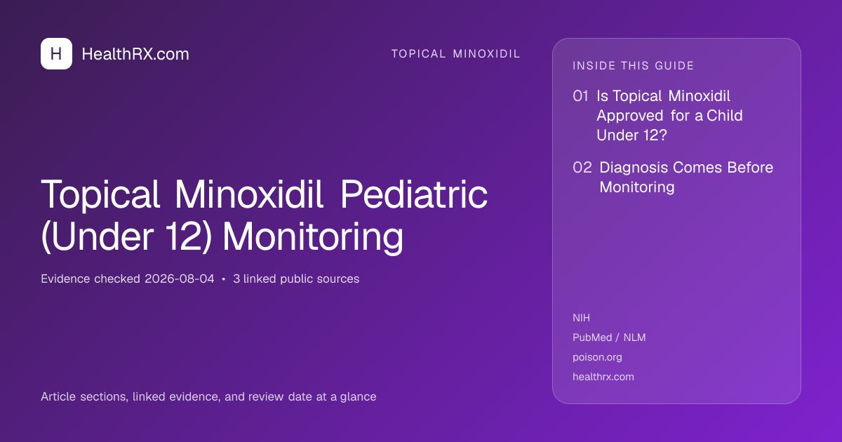 Evidence overview for Topical Minoxidil Pediatric (Under 12) Monitoring
