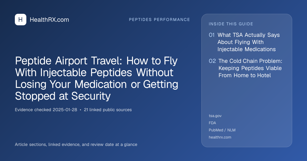 Evidence overview for Peptide Airport Travel: How to Fly With Injectable Peptides Without Losing Your Medication or Getting Stopped at Security