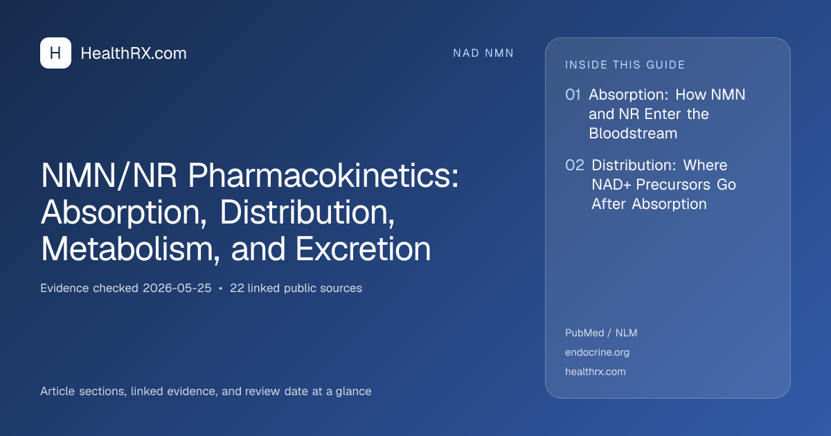 Evidence overview for NMN/NR Pharmacokinetics: Absorption, Distribution, Metabolism, and Excretion