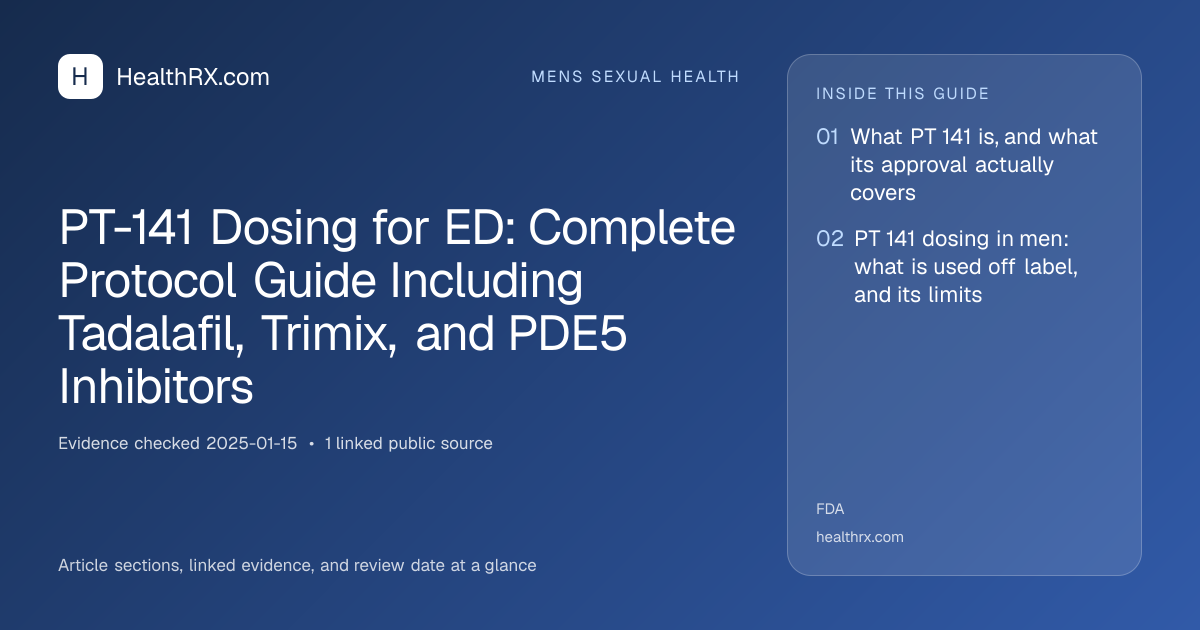 Evidence overview for PT-141 Dosing for ED: Complete Protocol Guide Including Tadalafil, Trimix, and PDE5 Inhibitors