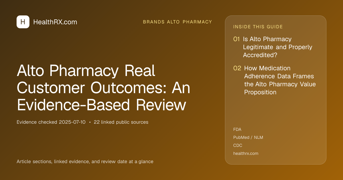 Evidence overview for Alto Pharmacy Real Customer Outcomes: An Evidence-Based Review