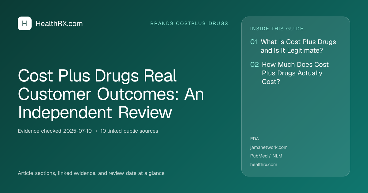 Evidence overview for Cost Plus Drugs Real Customer Outcomes: An Independent Review