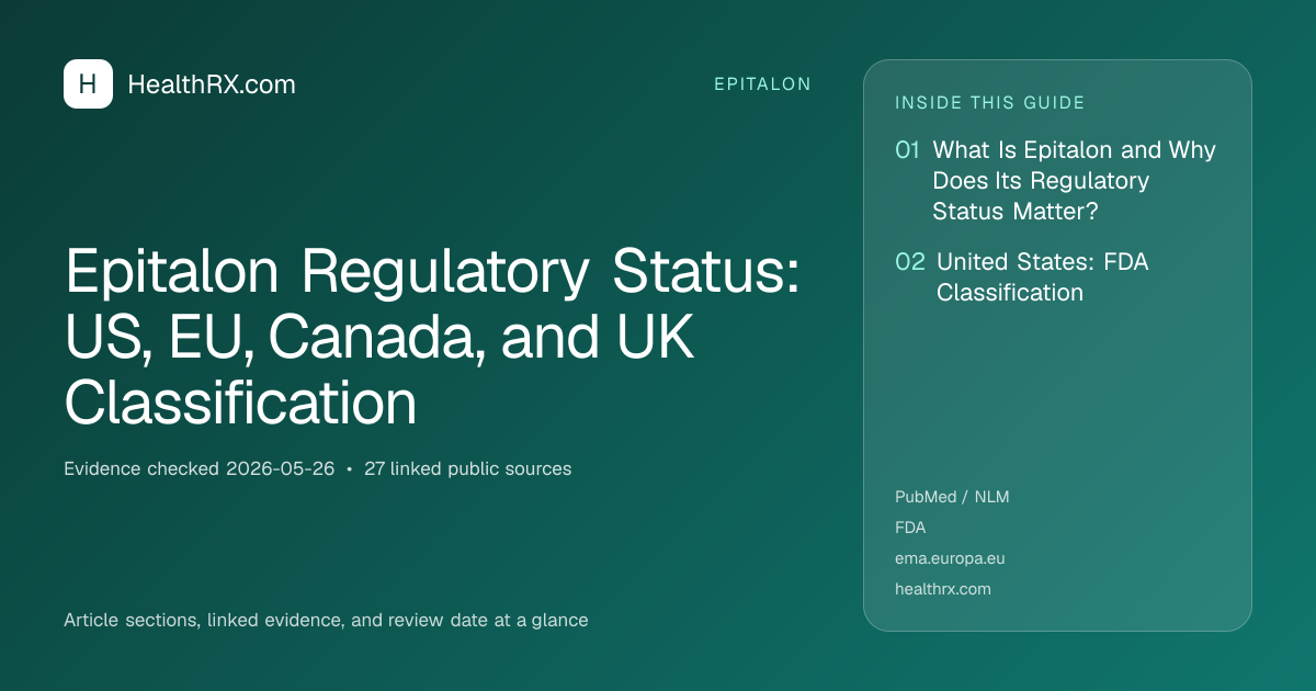 Evidence overview for Epitalon Regulatory Status: US, EU, Canada, and UK Classification