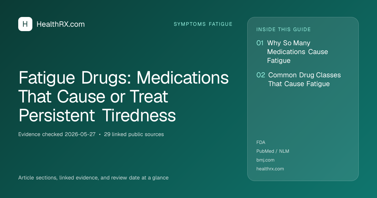 Evidence overview for symptoms fatigue: Fatigue Drugs: Medications That Cause or Treat Persistent Tiredness