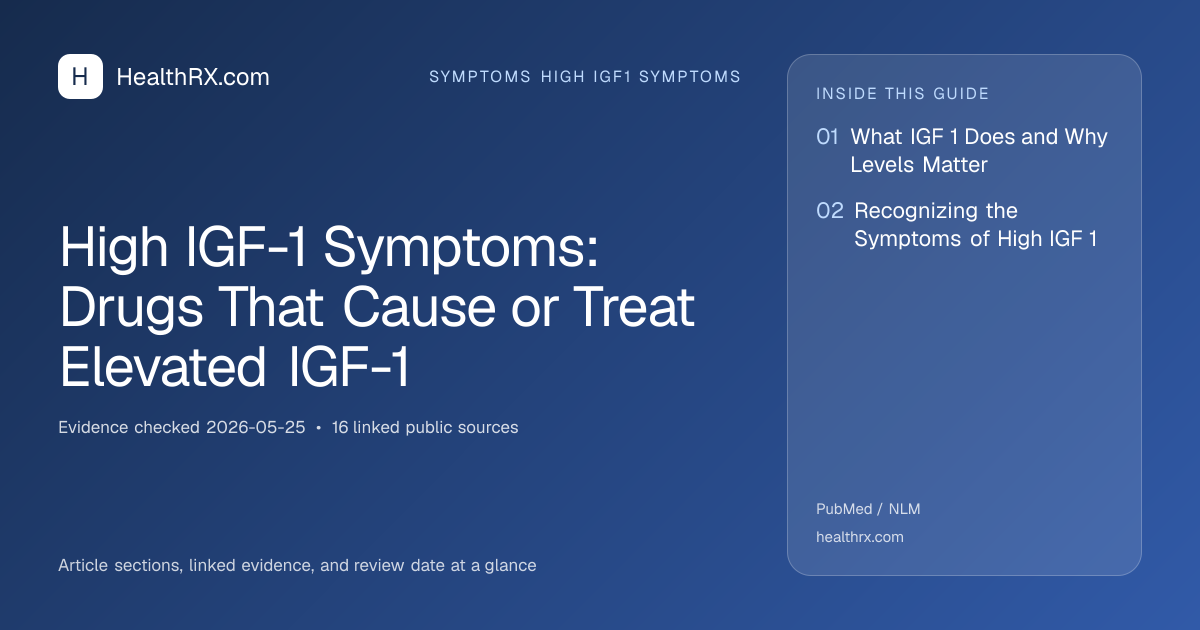 Evidence overview for symptoms high igf1 symptoms: High IGF-1 Symptoms: Drugs That Cause or Treat Elevated IGF-1
