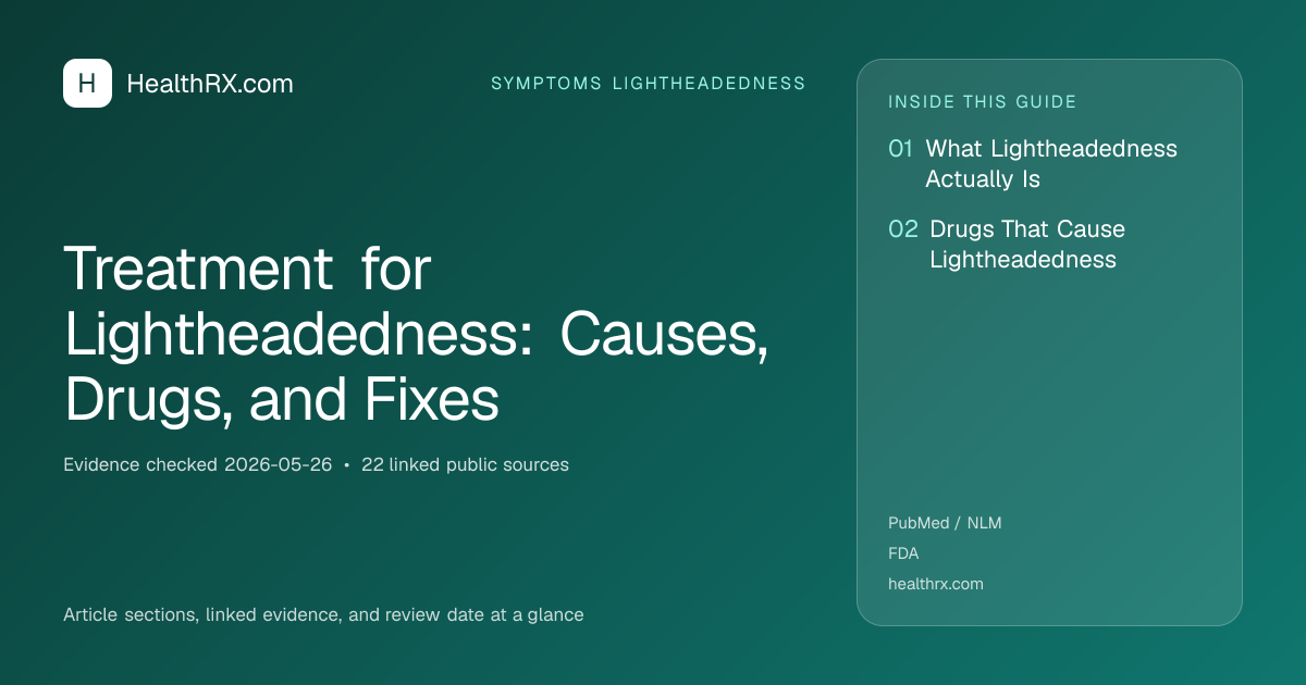 Evidence overview for symptoms lightheadedness: Treatment for Lightheadedness: Causes, Drugs, and Fixes