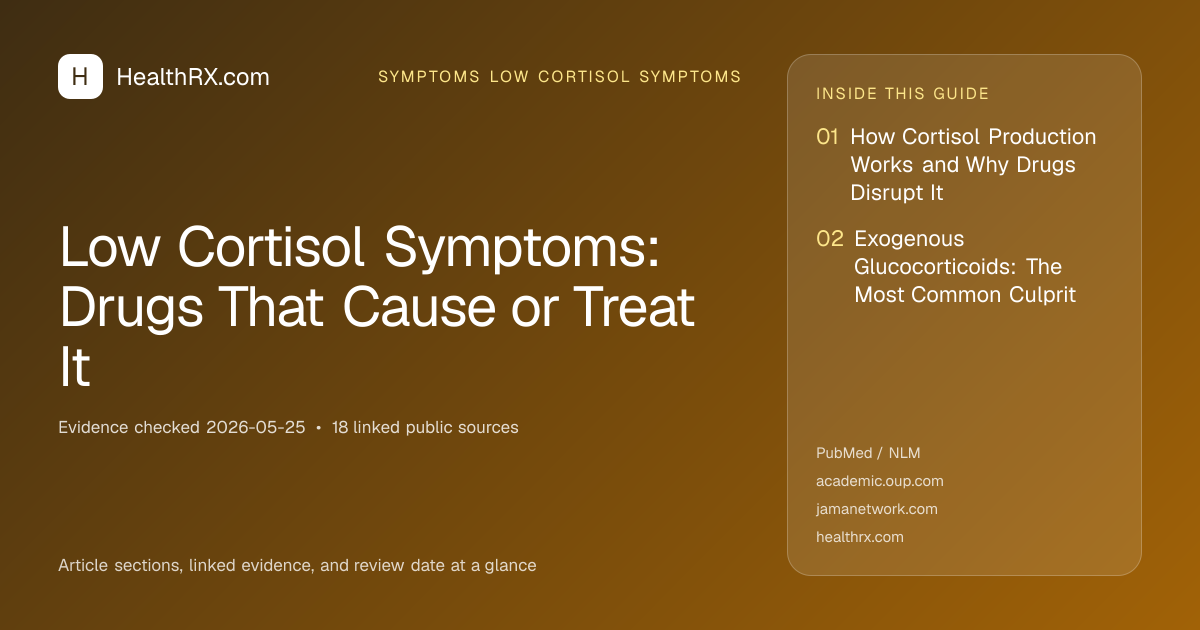 Evidence overview for symptoms low cortisol symptoms: Low Cortisol Symptoms: Drugs That Cause or Treat It