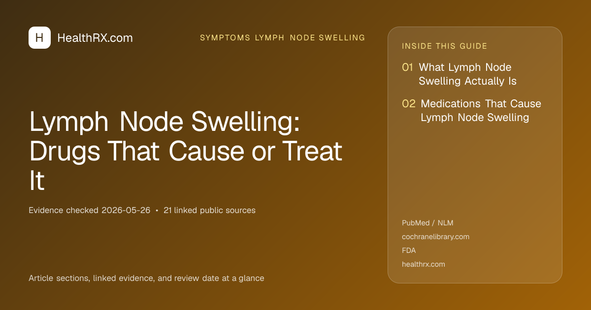 Evidence overview for symptoms lymph node swelling: Lymph Node Swelling: Drugs That Cause or Treat It