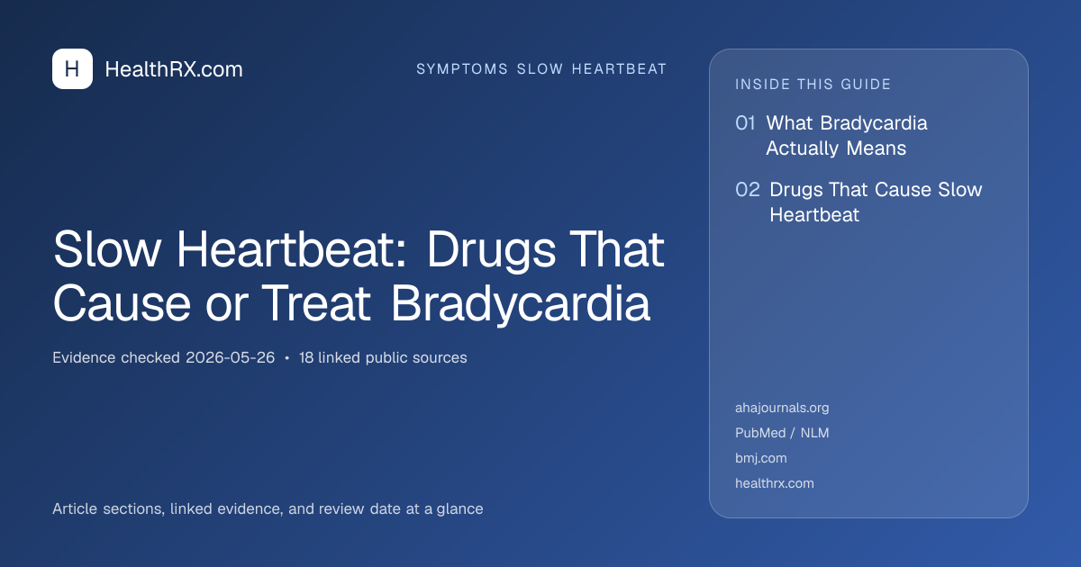 Evidence overview for symptoms slow heartbeat: Slow Heartbeat: Drugs That Cause or Treat Bradycardia