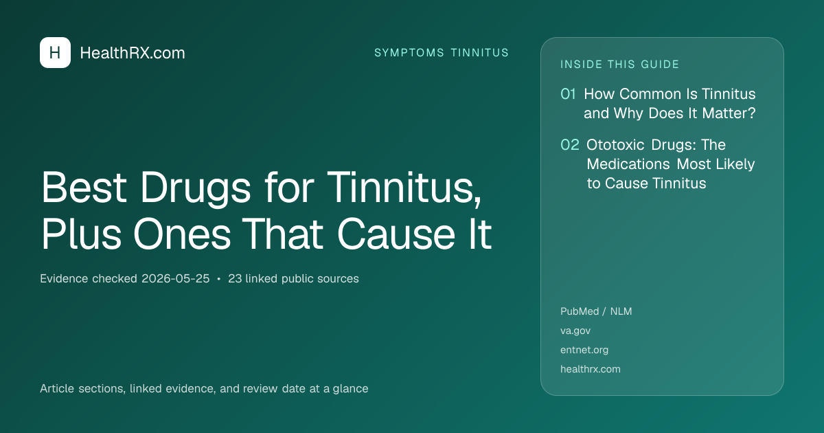 Evidence overview for symptoms tinnitus: Best Drugs for Tinnitus, Plus Ones That Cause It