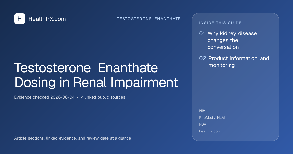 Evidence overview for Testosterone Enanthate Dosing in Renal Impairment