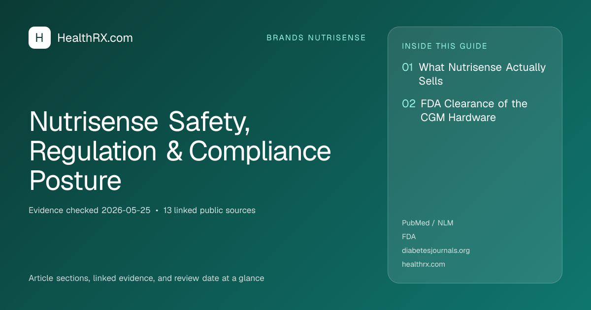 Evidence overview for Nutrisense Safety, Regulation & Compliance Posture