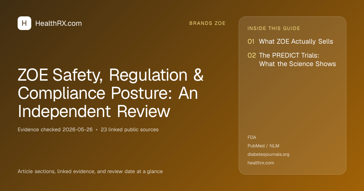 Evidence overview for ZOE Safety, Regulation & Compliance Posture: An Independent Review