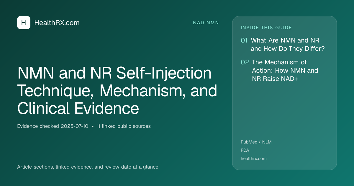 Evidence overview for nad nmn: NMN and NR Self-Injection Technique, Mechanism, and Clinical Evidence