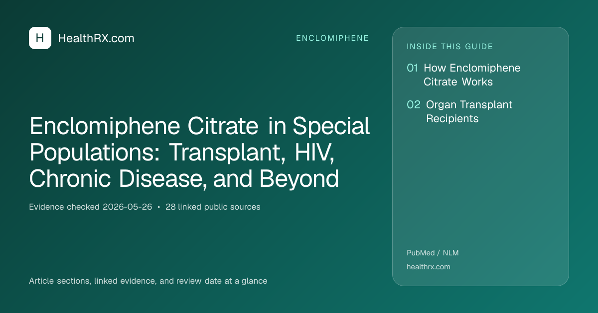 Evidence overview for Enclomiphene Citrate in Special Populations: Transplant, HIV, Chronic Disease, and Beyond