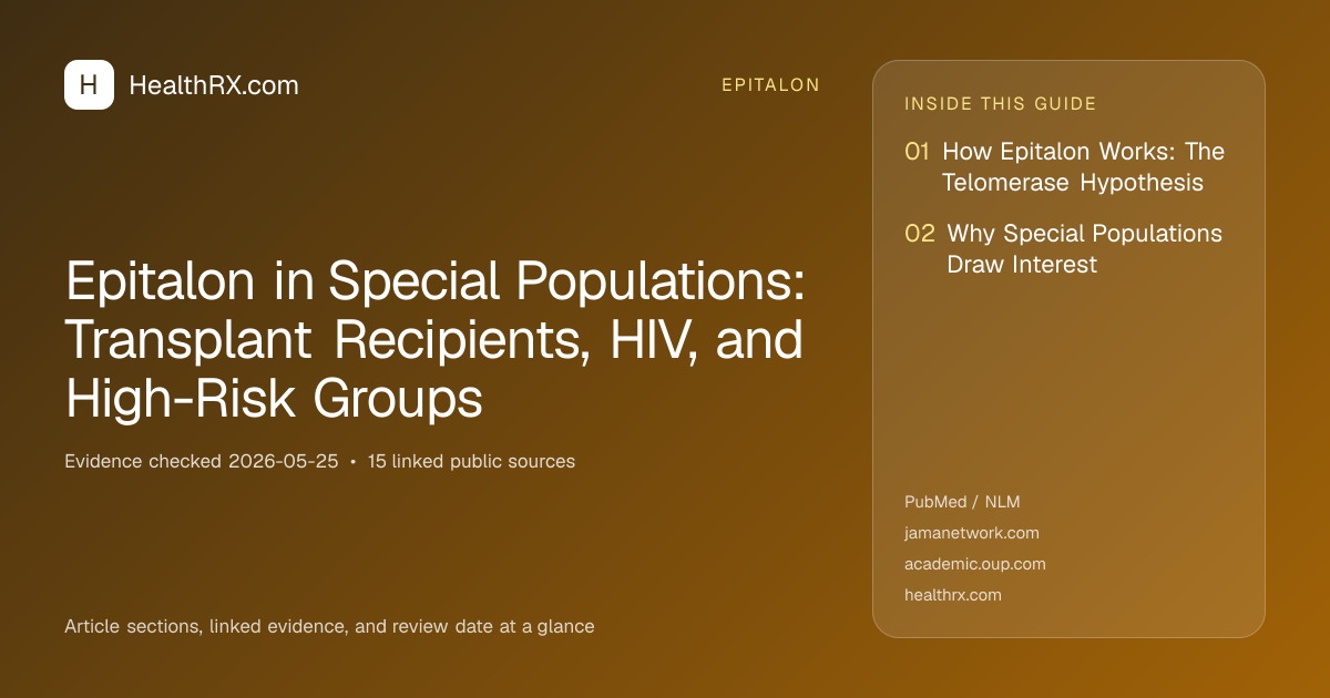 Evidence overview for Epitalon in Special Populations: Transplant Recipients, HIV, and High-Risk Groups