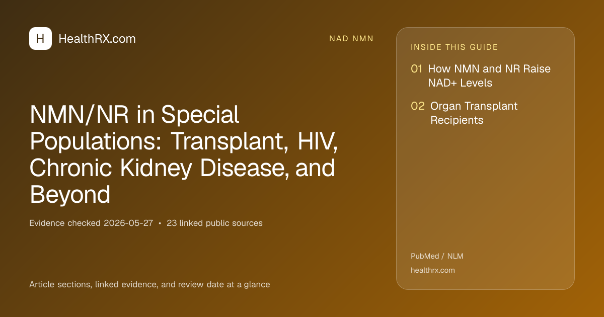 Evidence overview for nad nmn: NMN/NR in Special Populations: Transplant, HIV, Chronic Kidney Disease, and Beyond