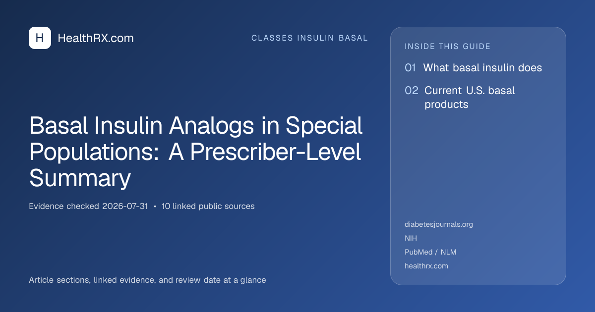 Evidence overview for classes insulin basal: Basal Insulin Analogs in Special Populations: A Prescriber-Level Summary