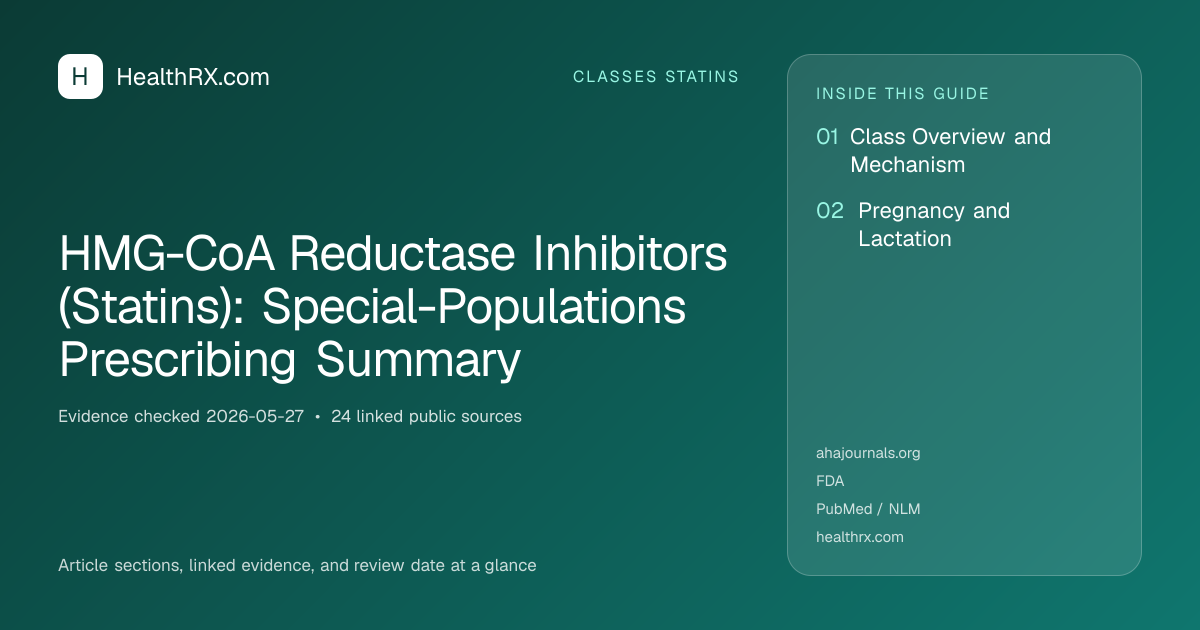 Evidence overview for classes statins: HMG-CoA Reductase Inhibitors (Statins): Special-Populations Prescribing Summary