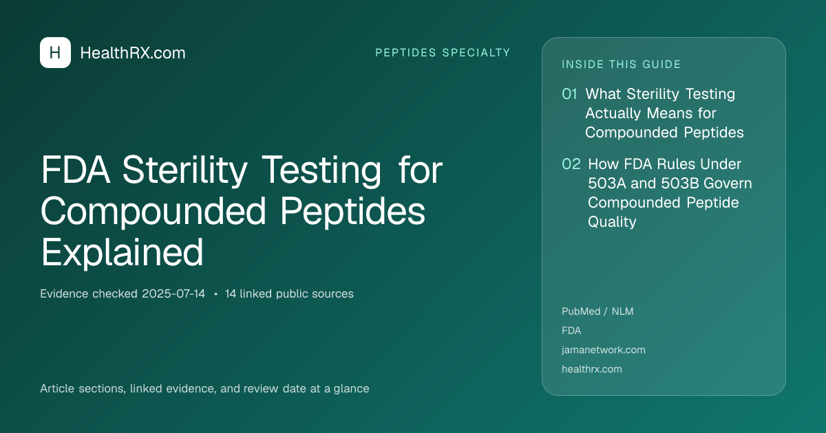 Evidence overview for FDA Sterility Testing for Compounded Peptides Explained