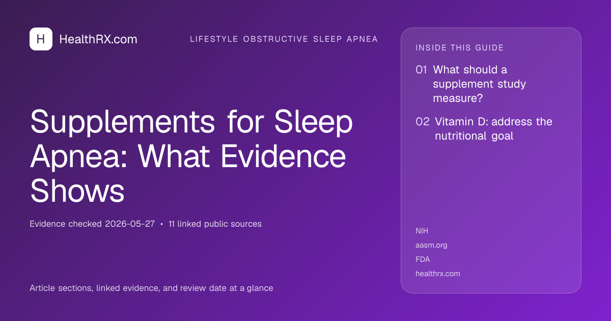 Evidence overview for lifestyle obstructive sleep apnea: Supplements for Sleep Apnea: What Evidence Shows
