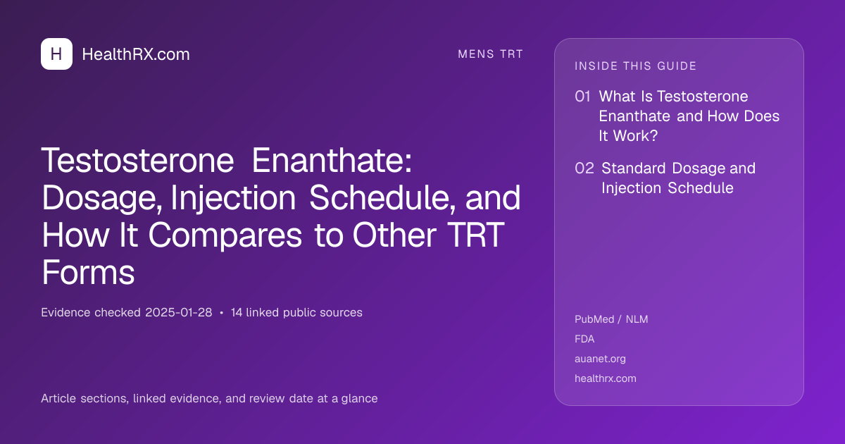 Evidence overview for Testosterone Enanthate: Dosage, Injection Schedule, and How It Compares to Other TRT Forms