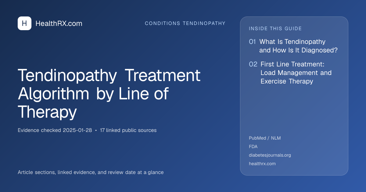 Evidence overview for Tendinopathy Treatment Algorithm by Line of Therapy