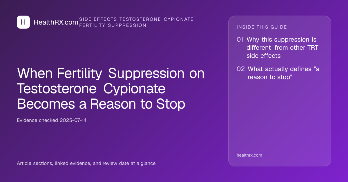 Evidence overview for When Fertility Suppression on Testosterone Cypionate Becomes a Reason to Stop