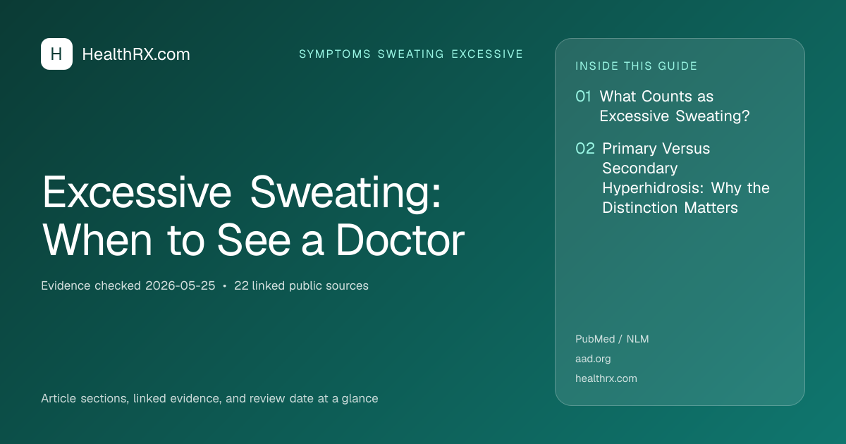 Evidence overview for symptoms sweating excessive: Excessive Sweating: When to See a Doctor