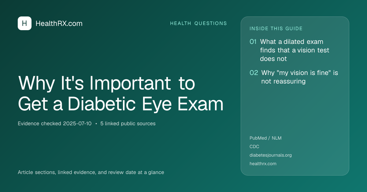 Evidence overview for health questions: Why It's Important to Get a Diabetic Eye Exam