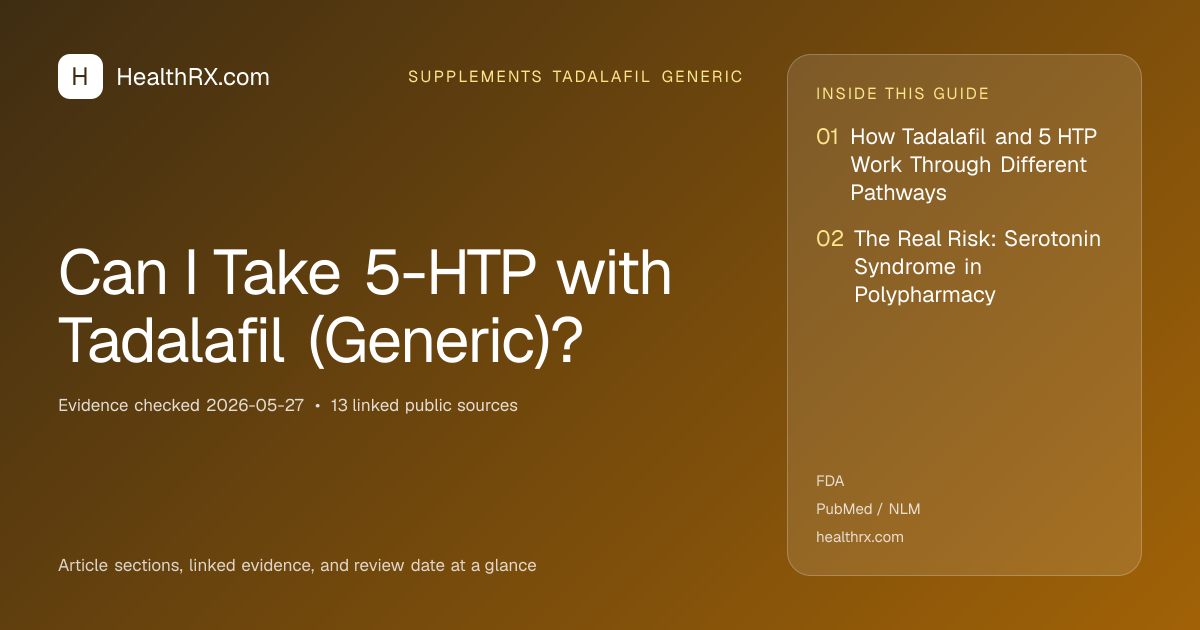 Evidence overview for supplements tadalafil generic: Can I Take 5-HTP with Tadalafil (Generic)?