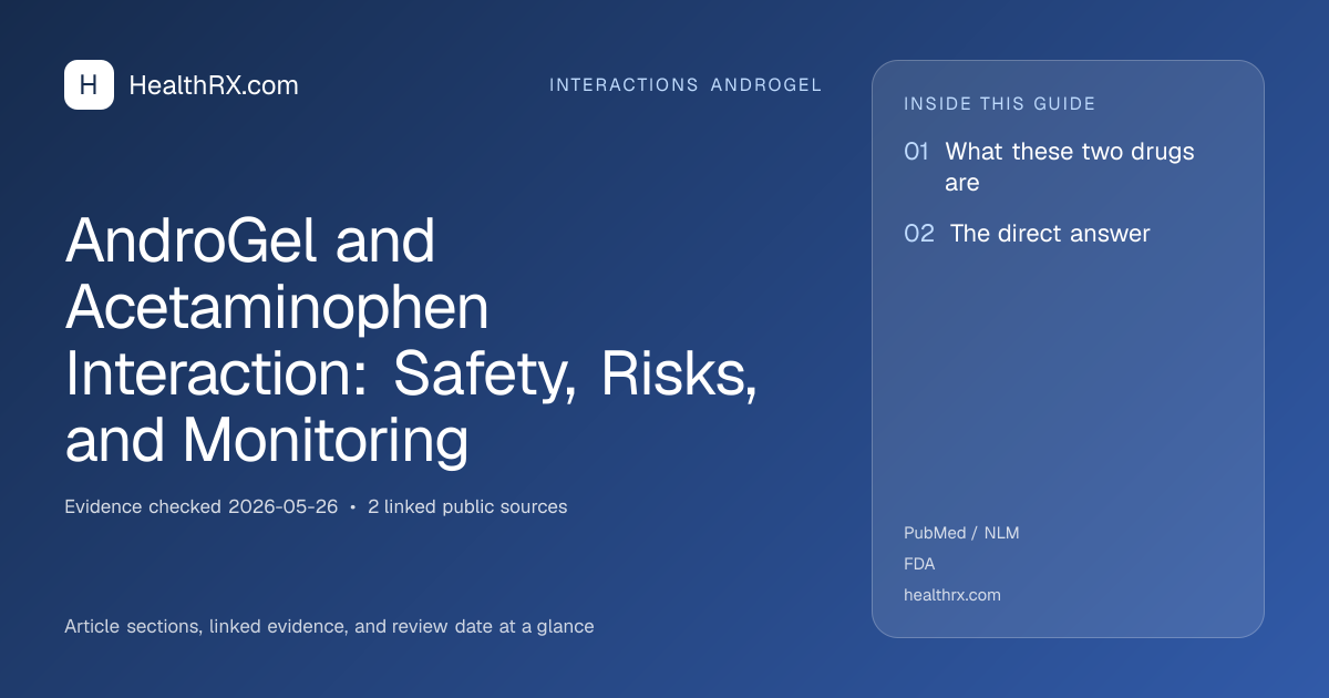 Evidence overview for AndroGel and Acetaminophen Interaction: Safety, Risks, and Monitoring