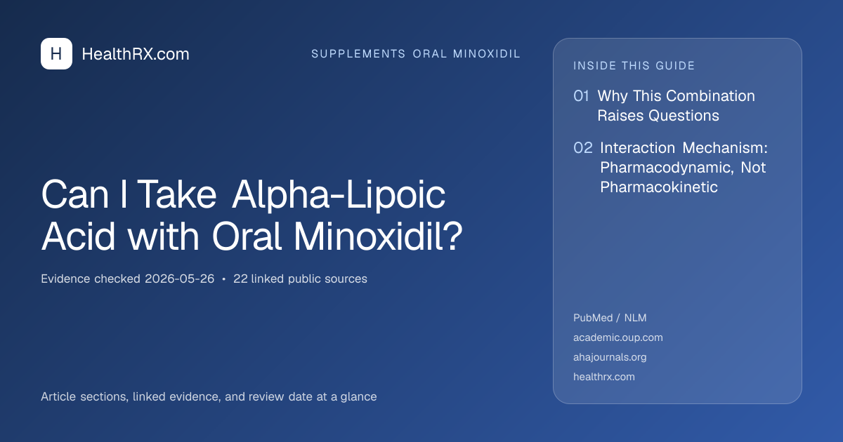 Evidence overview for supplements oral minoxidil: Can I Take Alpha-Lipoic Acid with Oral Minoxidil?
