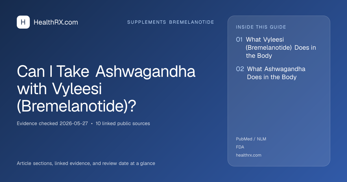 Evidence overview for supplements bremelanotide: Can I Take Ashwagandha with Vyleesi (Bremelanotide)?