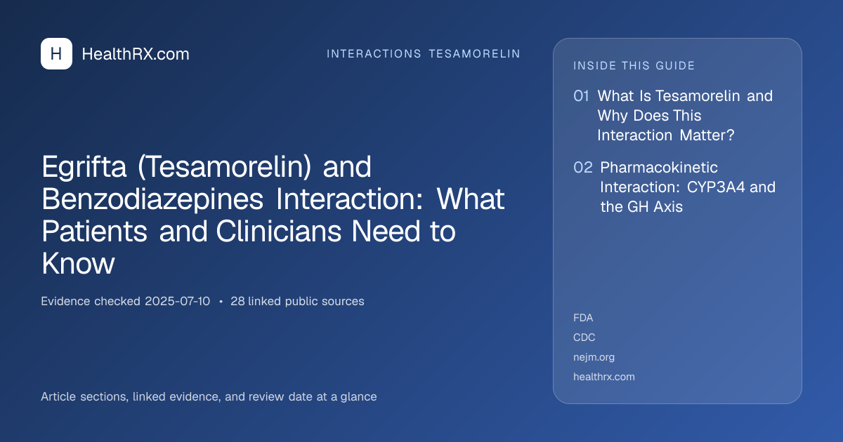 Evidence overview for Egrifta (Tesamorelin) and Benzodiazepines Interaction: What Patients and Clinicians Need to Know