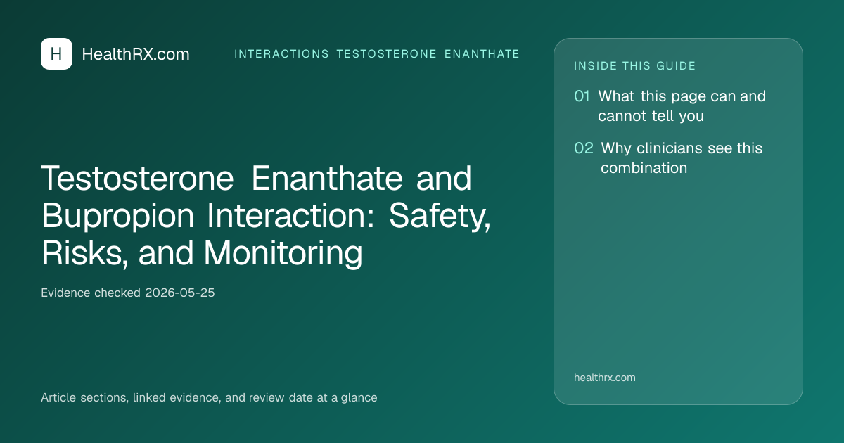 Evidence overview for Testosterone Enanthate and Bupropion Interaction: Safety, Risks, and Monitoring