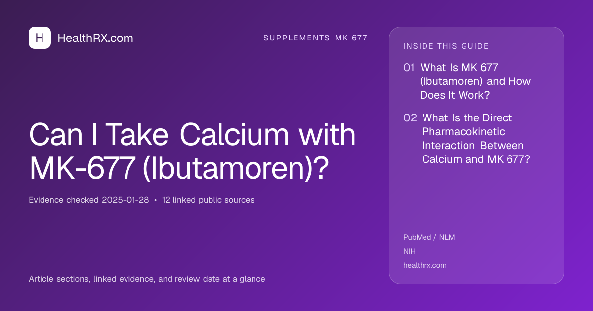 Evidence overview for supplements mk 677: Can I Take Calcium with MK-677 (Ibutamoren)?