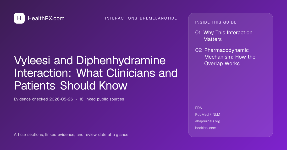 Evidence overview for interactions bremelanotide: Vyleesi and Diphenhydramine Interaction: What Clinicians and Patients Should Know