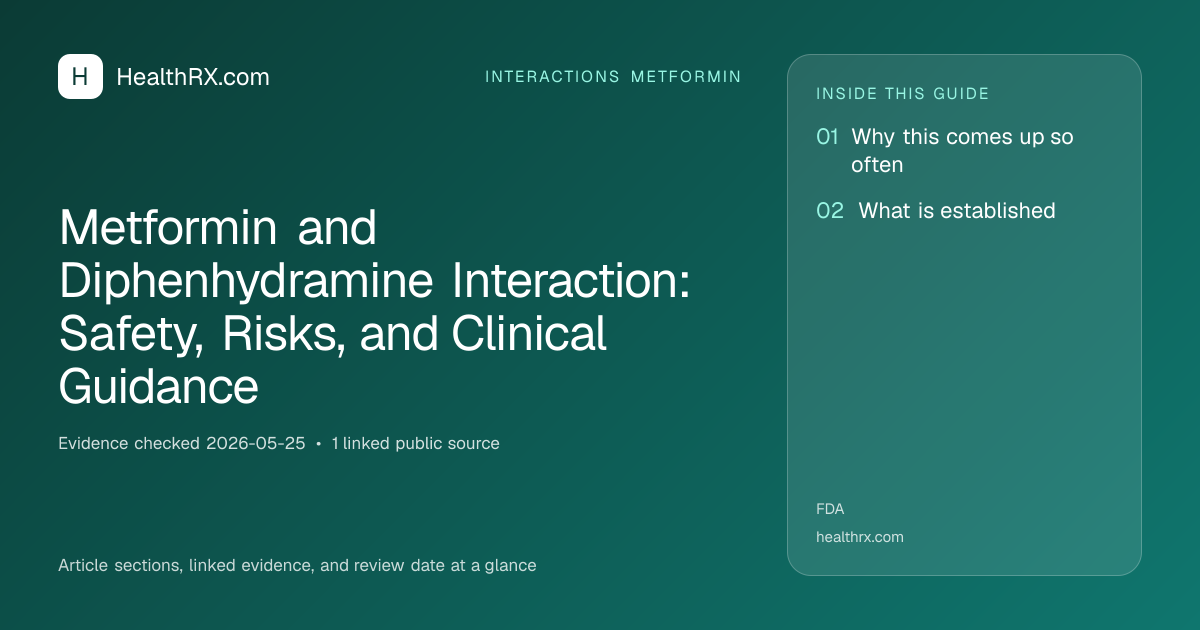 Evidence overview for Metformin and Diphenhydramine Interaction: Safety, Risks, and Clinical Guidance